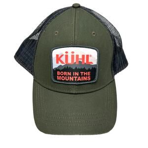 Kuhl Snapback Mesh Back Baseball Hat Cap Green & Black Born in the Mountains